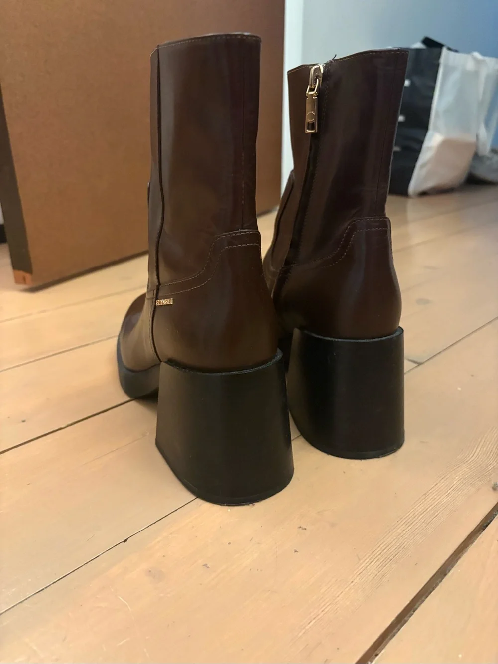 Coach Women’s Brown Leather Platform Ankle Boots